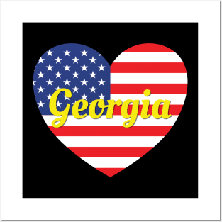 Georgia American Flag Heart Posters and Art